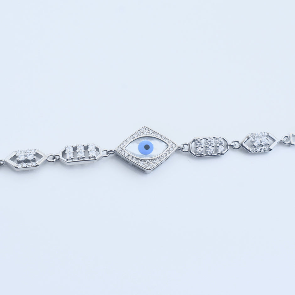 Diamond Evil Eye Silver Bracelet