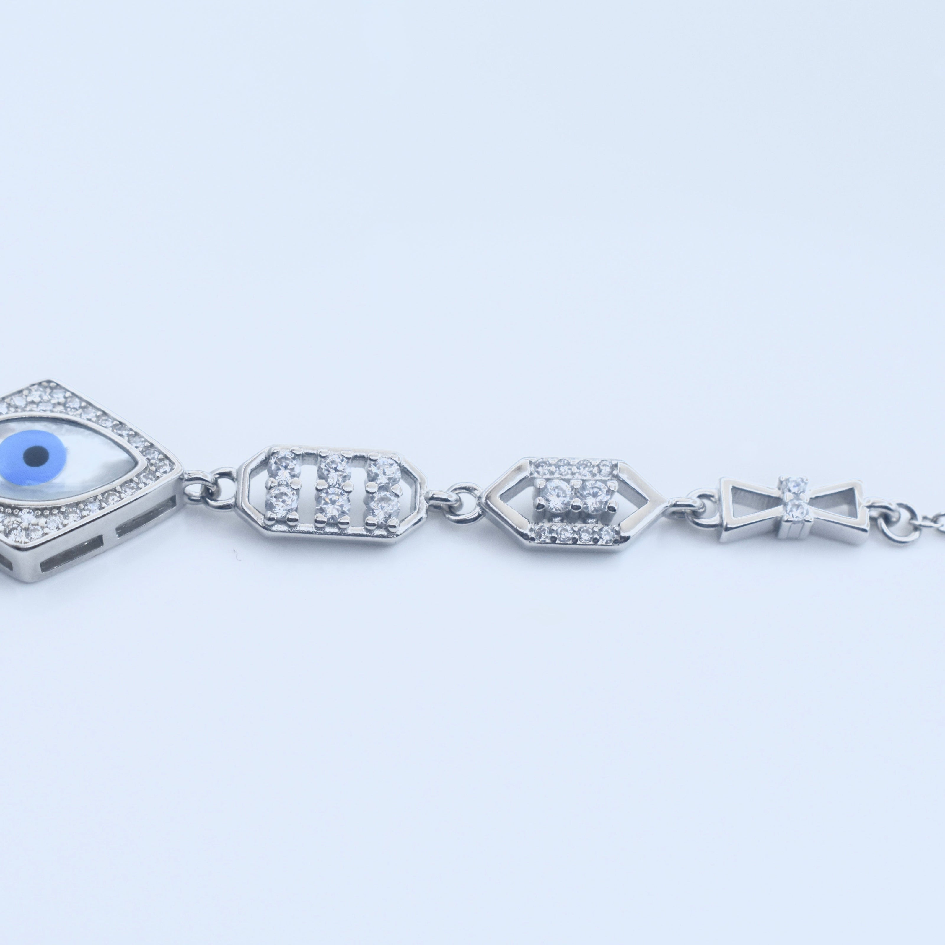 Diamond Evil Eye Silver Bracelet