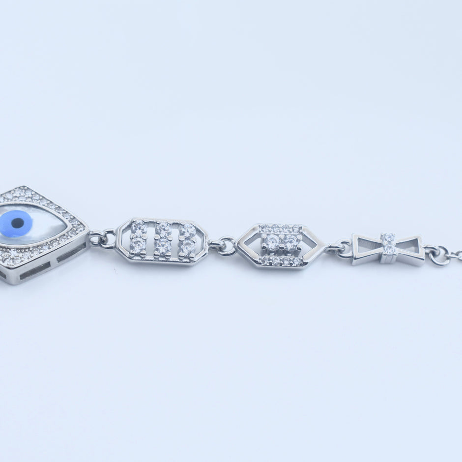 Diamond Evil Eye Silver Bracelet