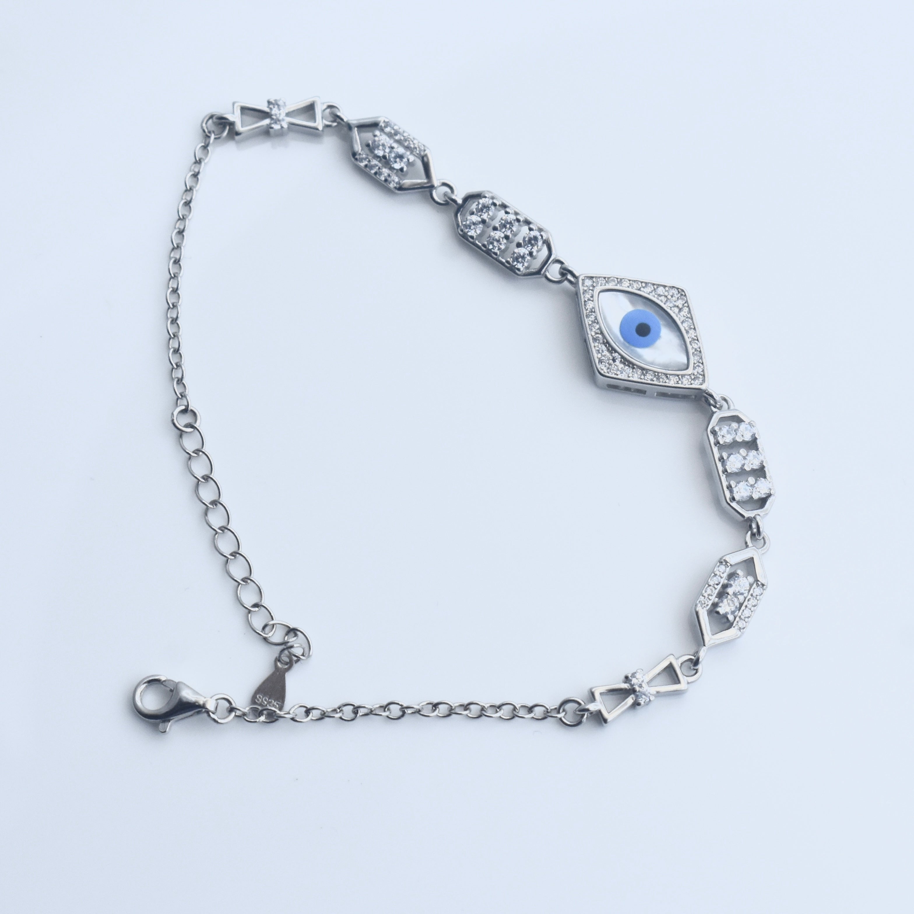 Diamond Evil Eye Silver Bracelet