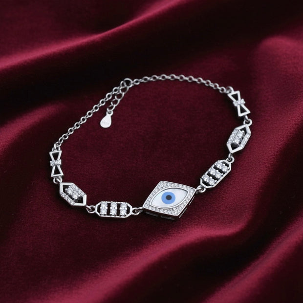 Diamond Evil Eye Silver Bracelet