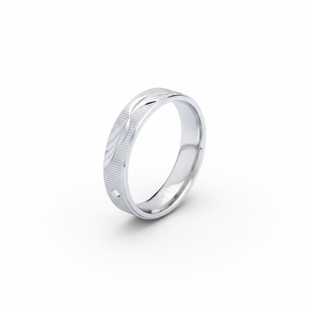 Textured Wave Center Silver Band