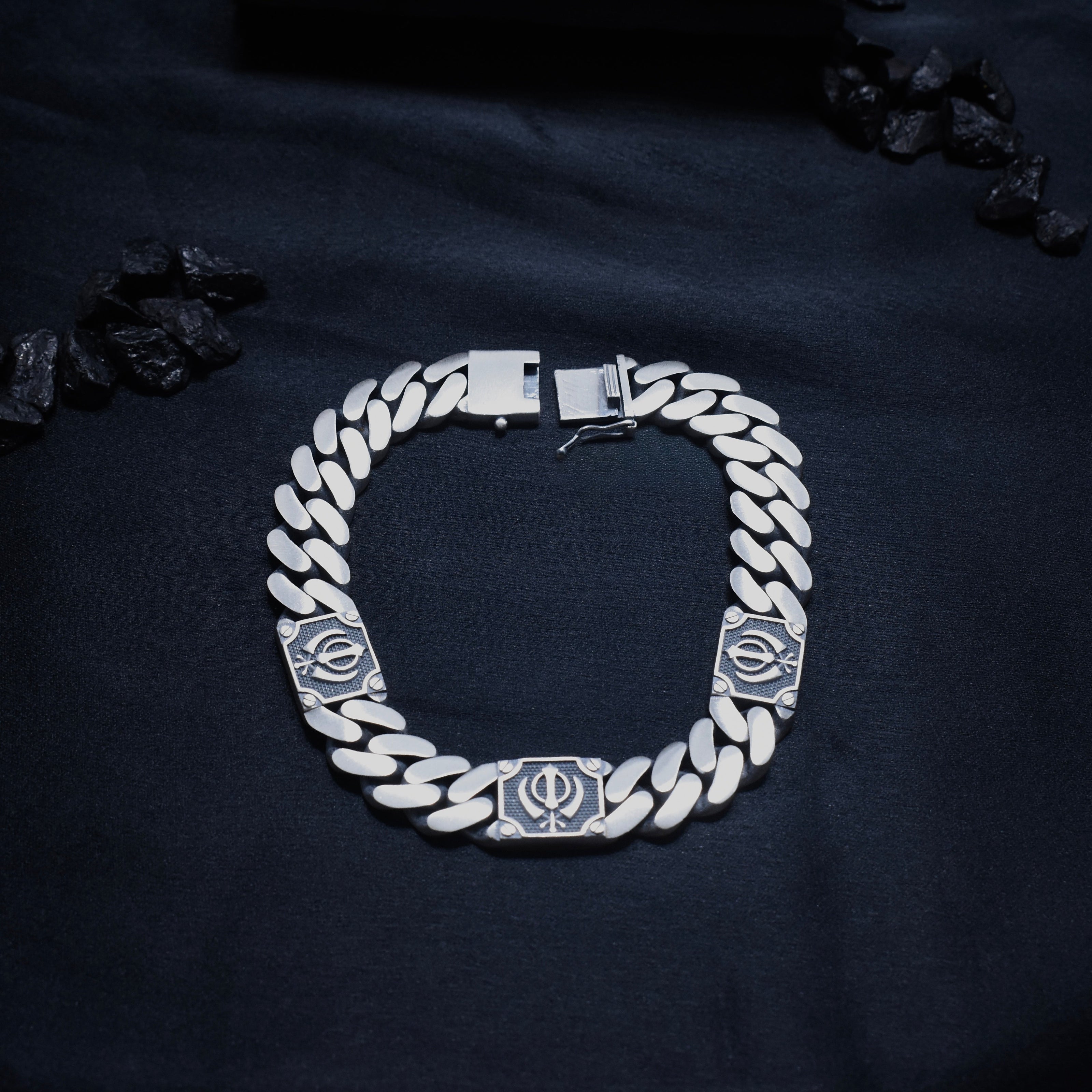 Khanda Plate Silver Bracelet