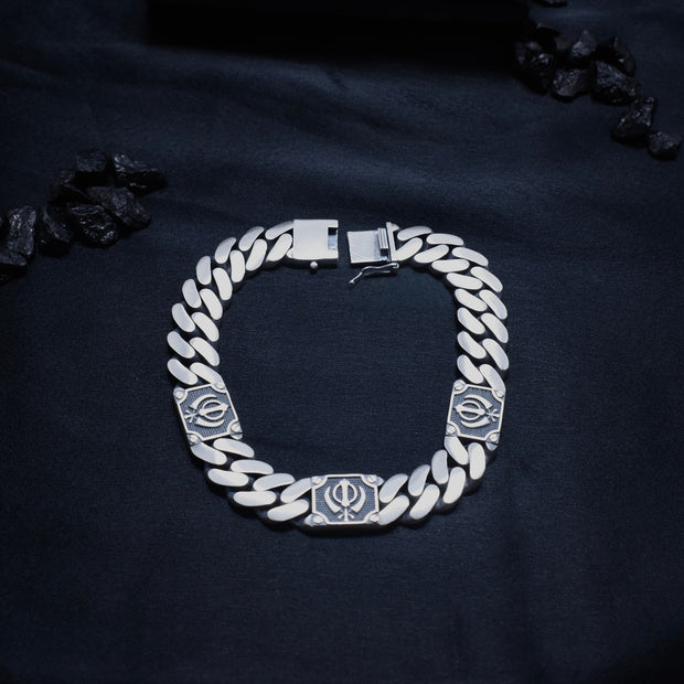 Khanda Plate Silver Bracelet
