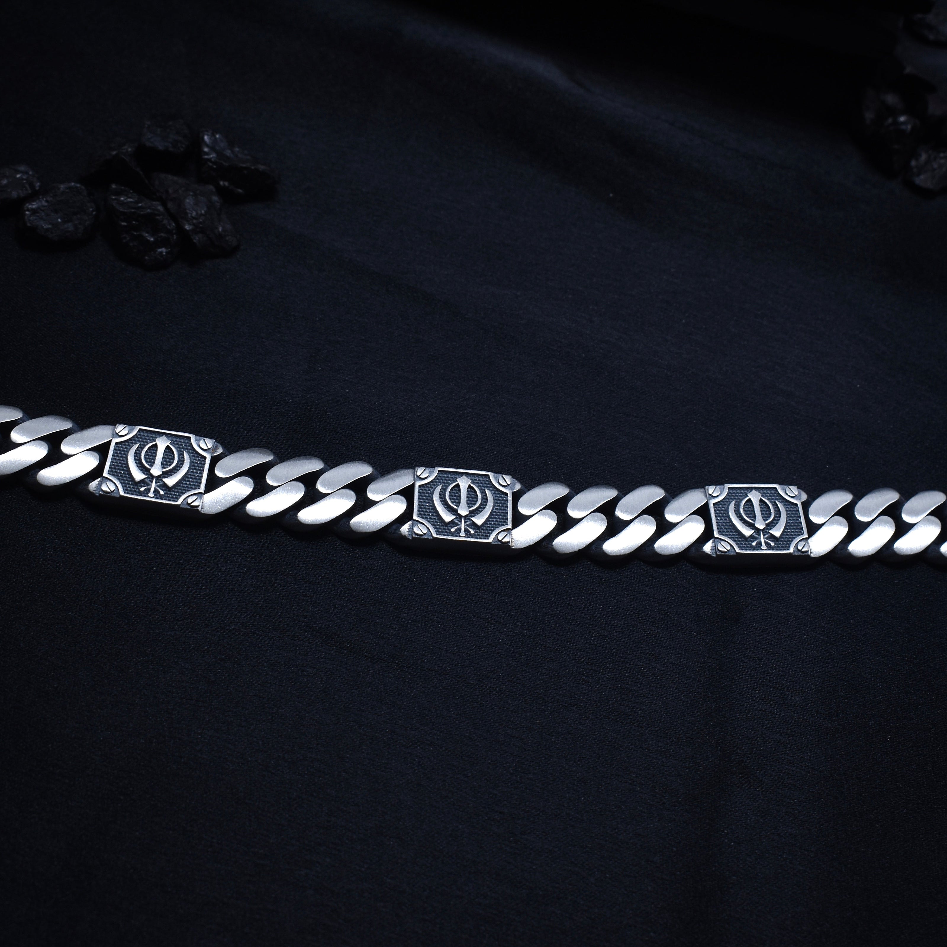 Khanda Plate Silver Bracelet