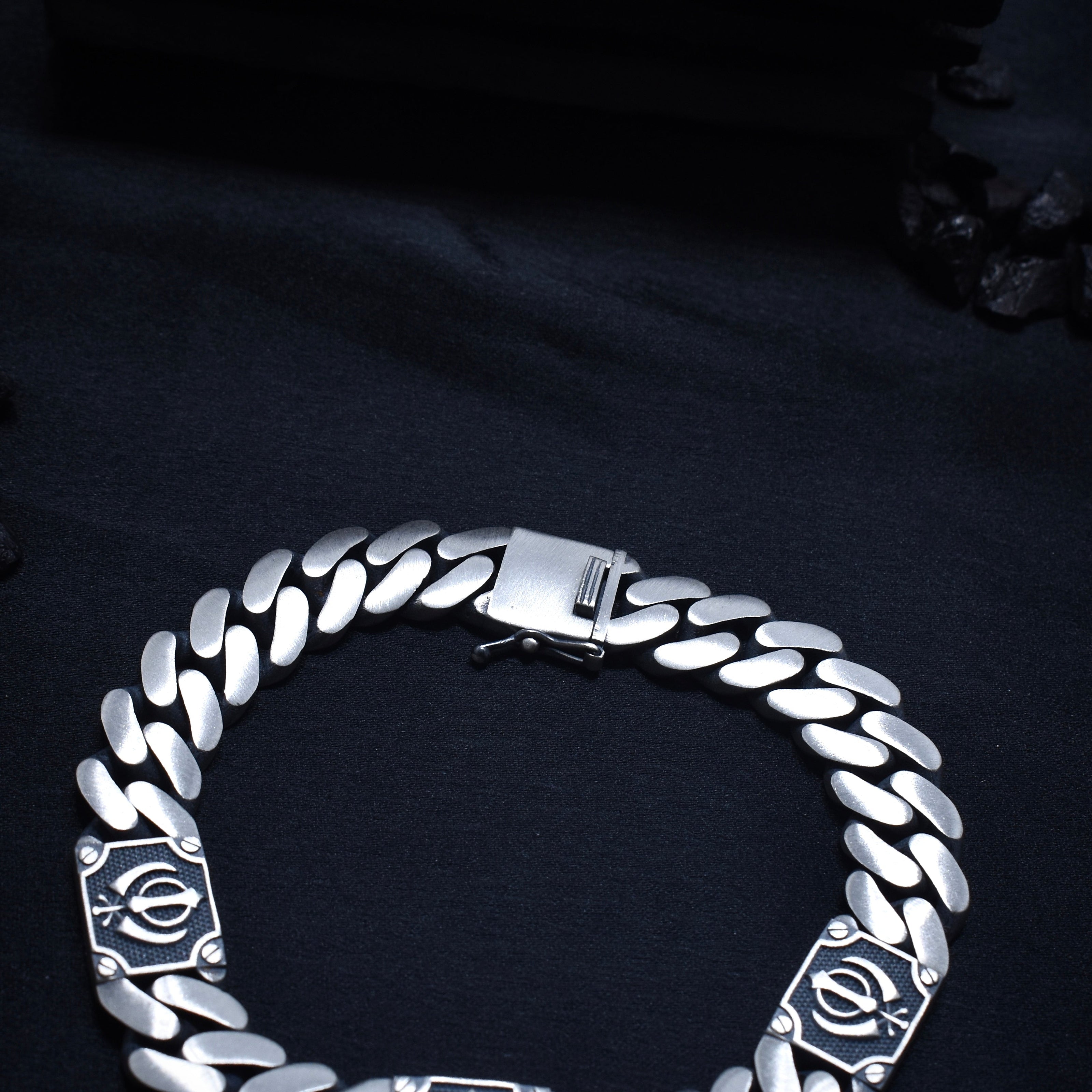 Khanda Plate Silver Bracelet