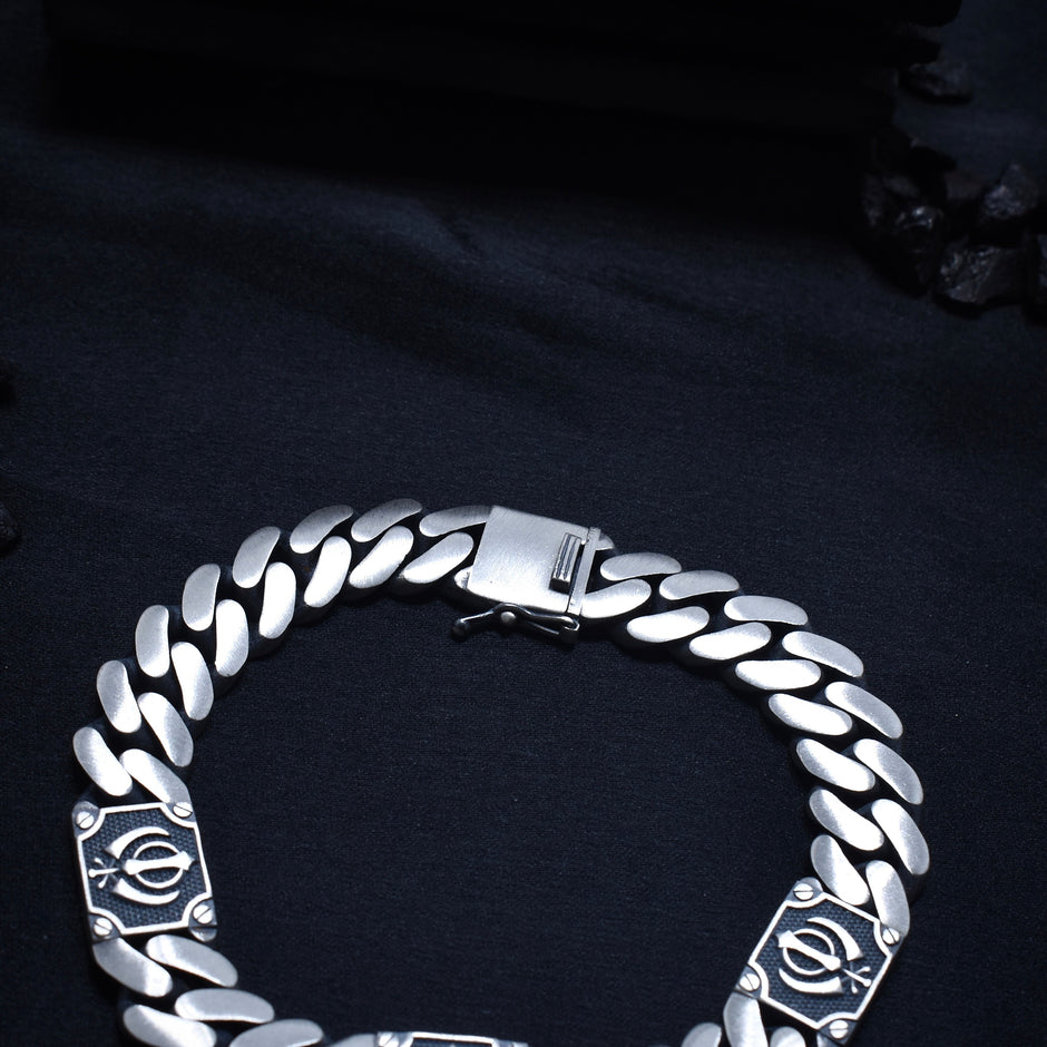 Khanda Plate Silver Bracelet