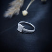 Textured Band Square Sterling Silver Ring