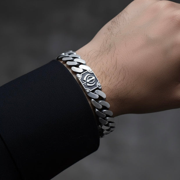Khanda Plate Silver Bracelet