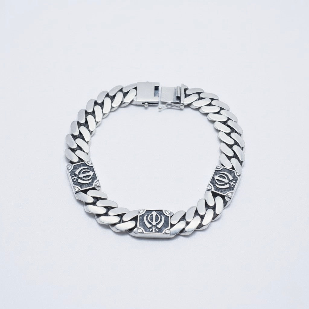 Khanda Plate Silver Bracelet