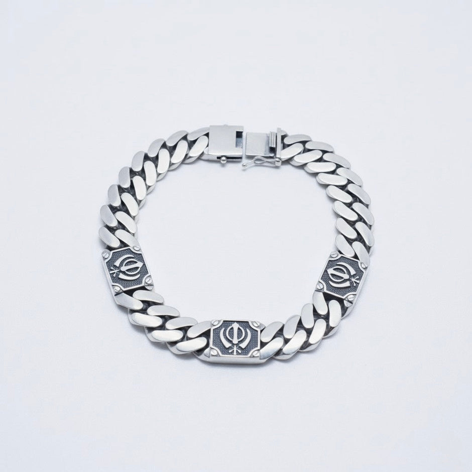 Khanda Plate Silver Bracelet