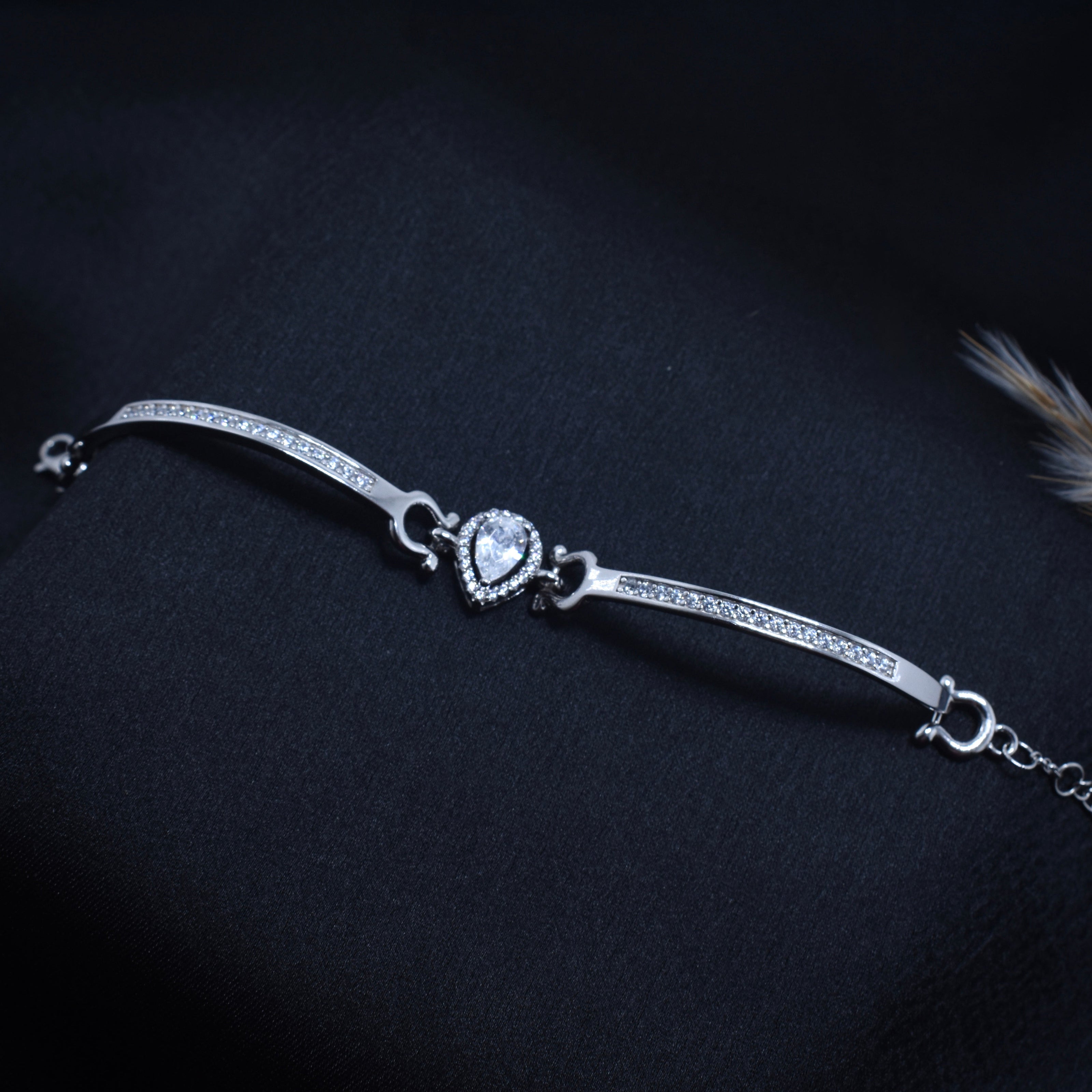 Teardrop Bar Silver Bracelet