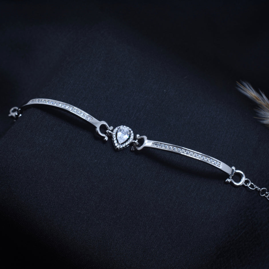 Teardrop Bar Silver Bracelet