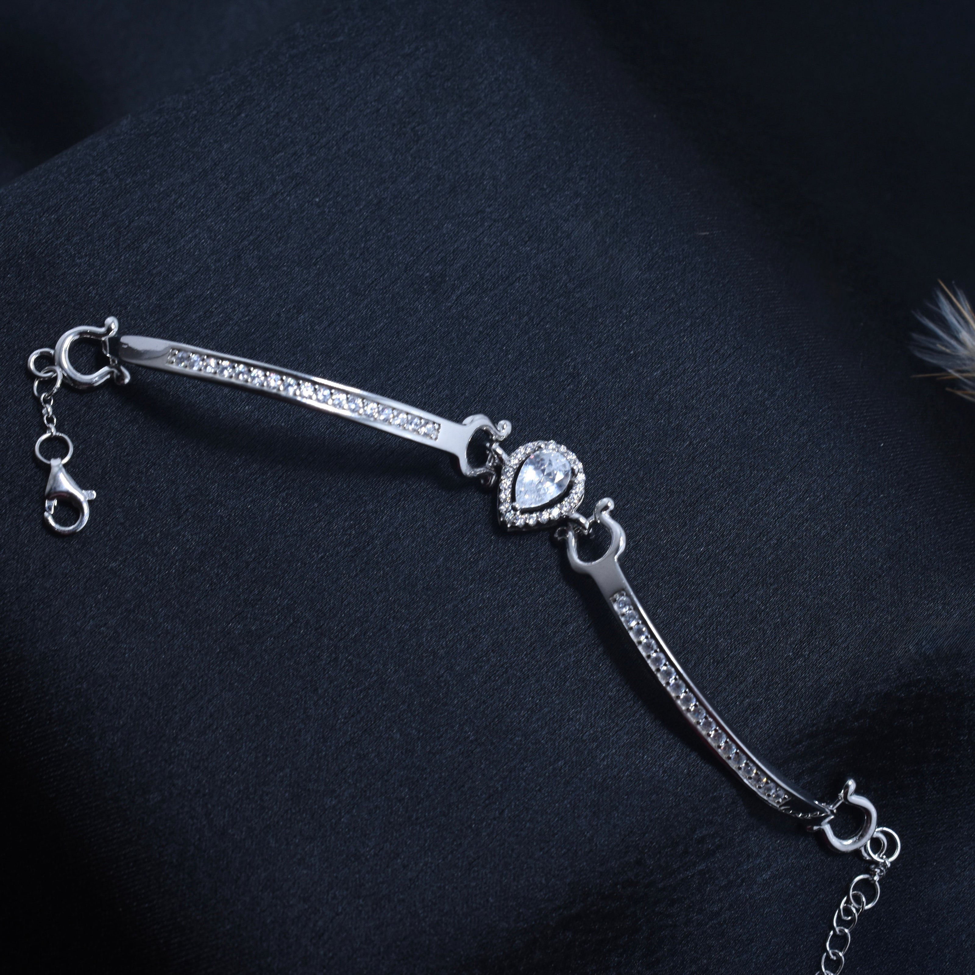 Teardrop Bar Silver Bracelet