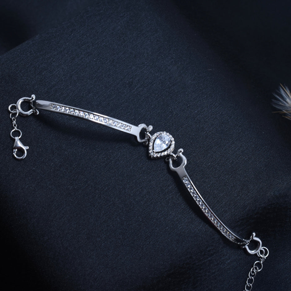 Teardrop Bar Silver Bracelet