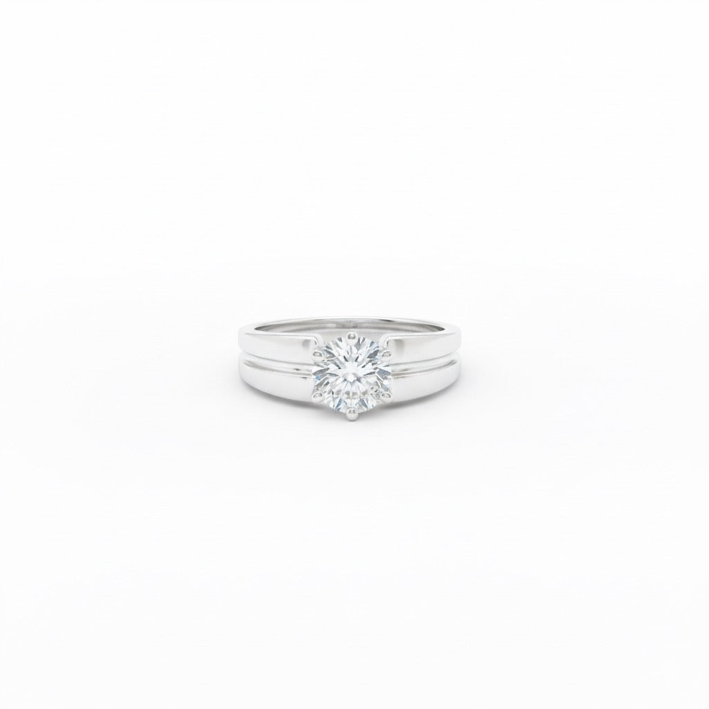 Silver Wide Glam Solitaire Ring