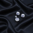 Cushion Cut Halo Pendant Set with Chain and Earrings