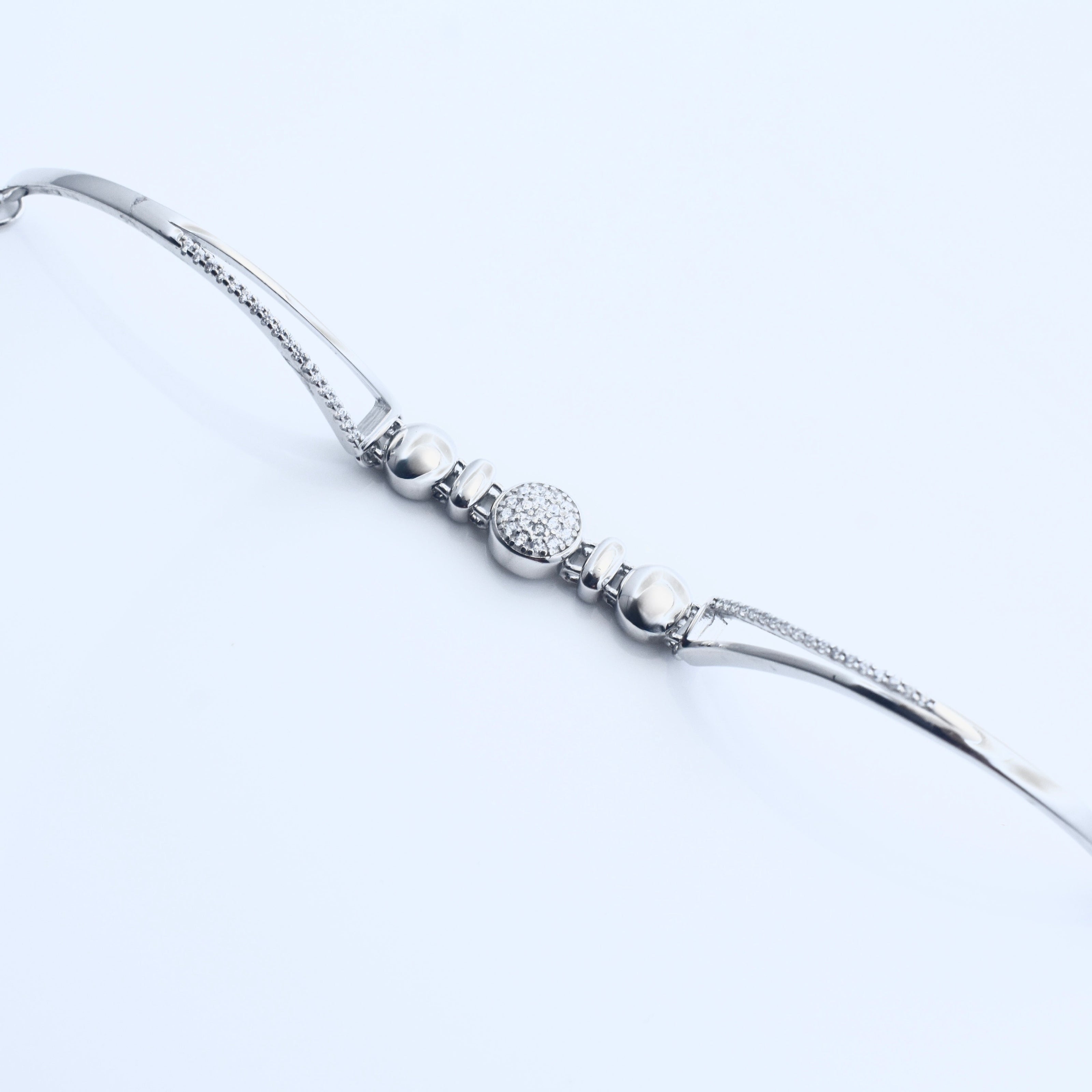 Dual Bead Line Silver Bracelet