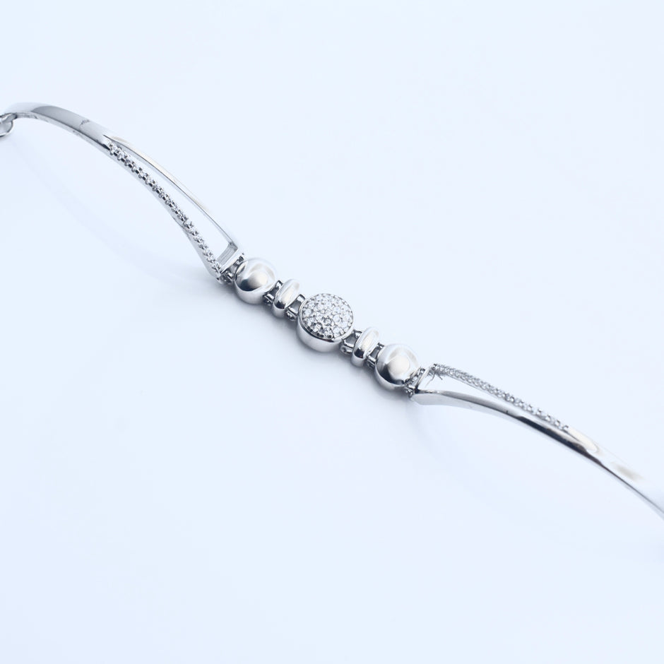 Dual Bead Line Silver Bracelet