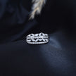 Elegant Leaf Motif Multi Row Silver Ring