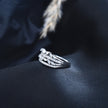 Elegant Leaf Motif Multi Row Silver Ring