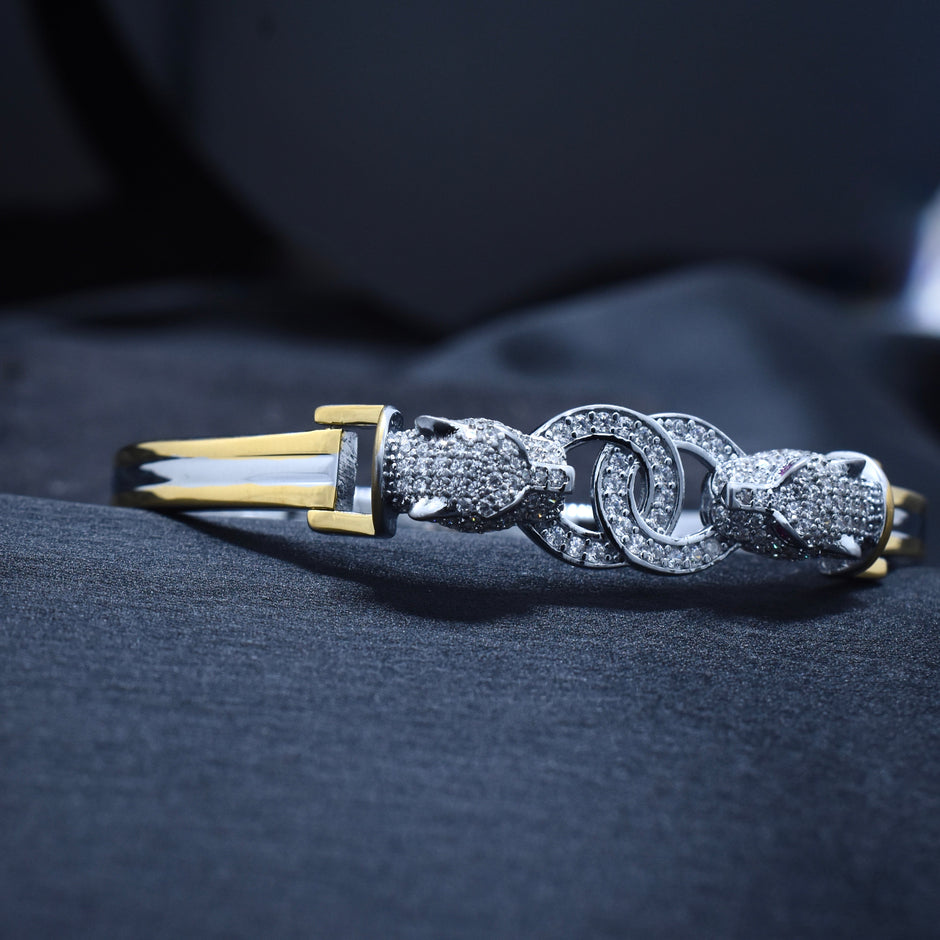 Panther Head Bangle Silver Bracelet.