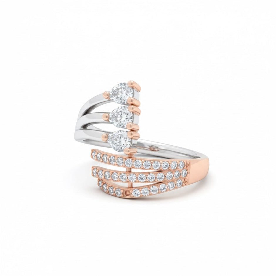 Silver Triple Spark Rhodium Ring