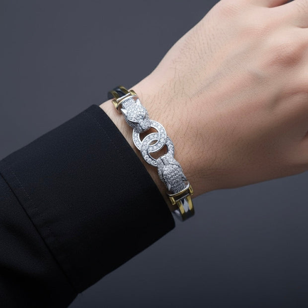 Panther Head Bangle Silver Bracelet.