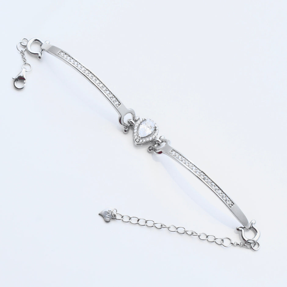 Pavé Bar Sterling Silver Bracelet