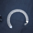 Wide Textured Link Silver Bracelet