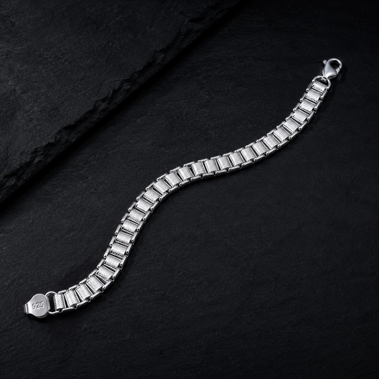 Textured Block Link Bracelet