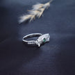 Elegant Emerald Green Geometric Silver Ring