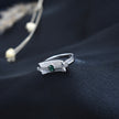 Elegant Emerald Green Geometric Silver Ring
