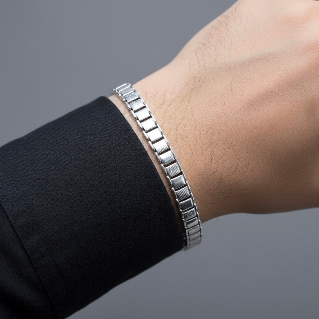 Textured Block Link Bracelet