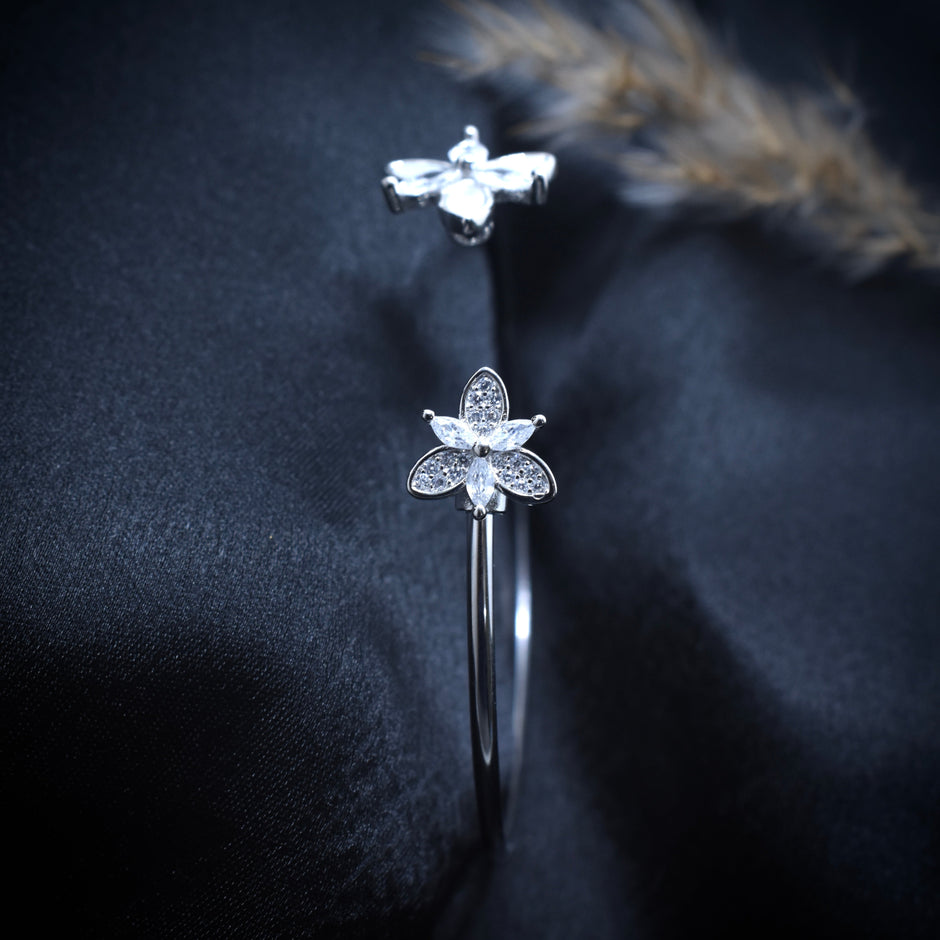 Butterfly Floral Silver Bracelet