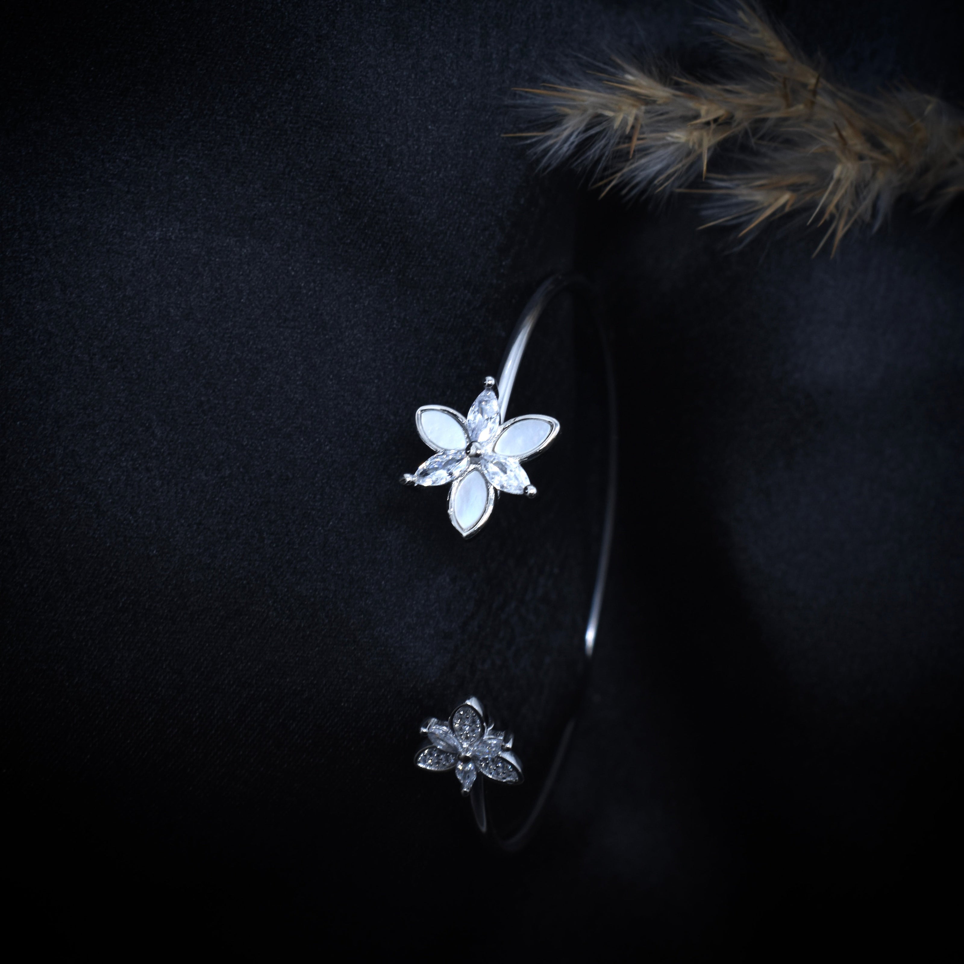 Butterfly Floral Silver Bracelet