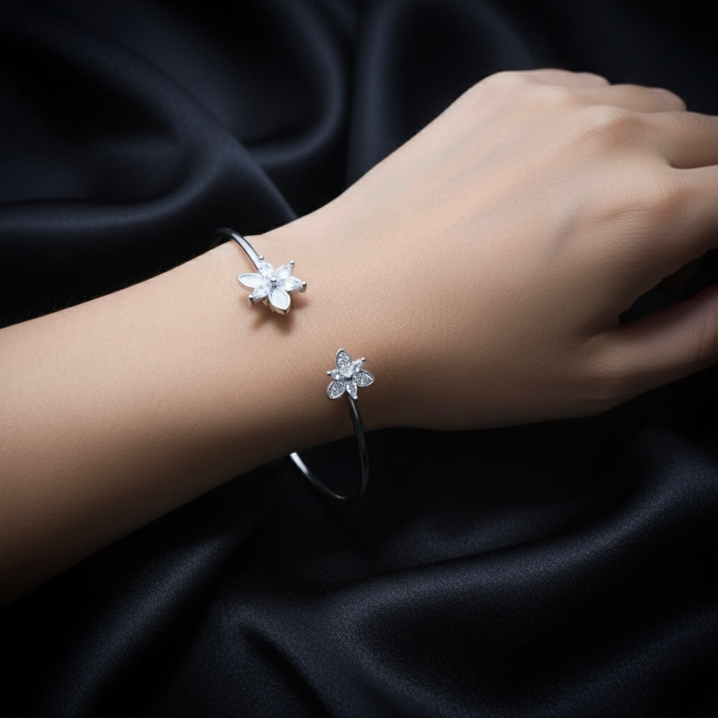 Butterfly Floral Silver Bracelet