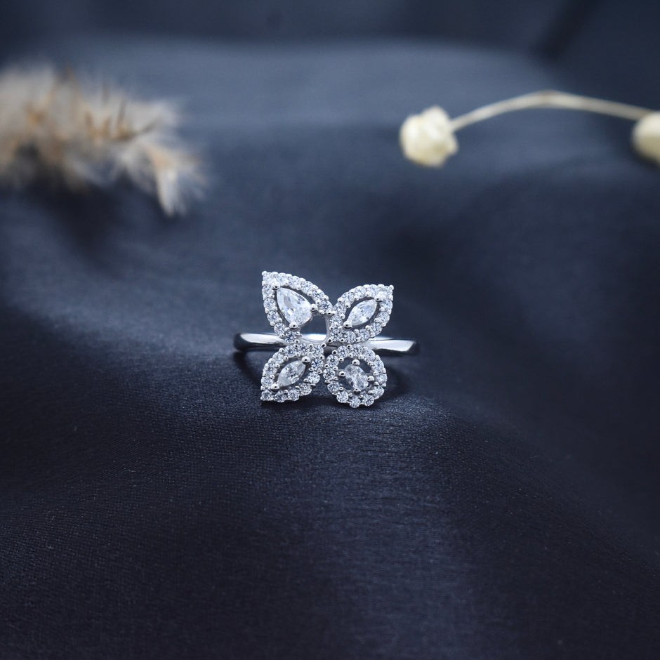 Silver Butterfly Sparkle Ring