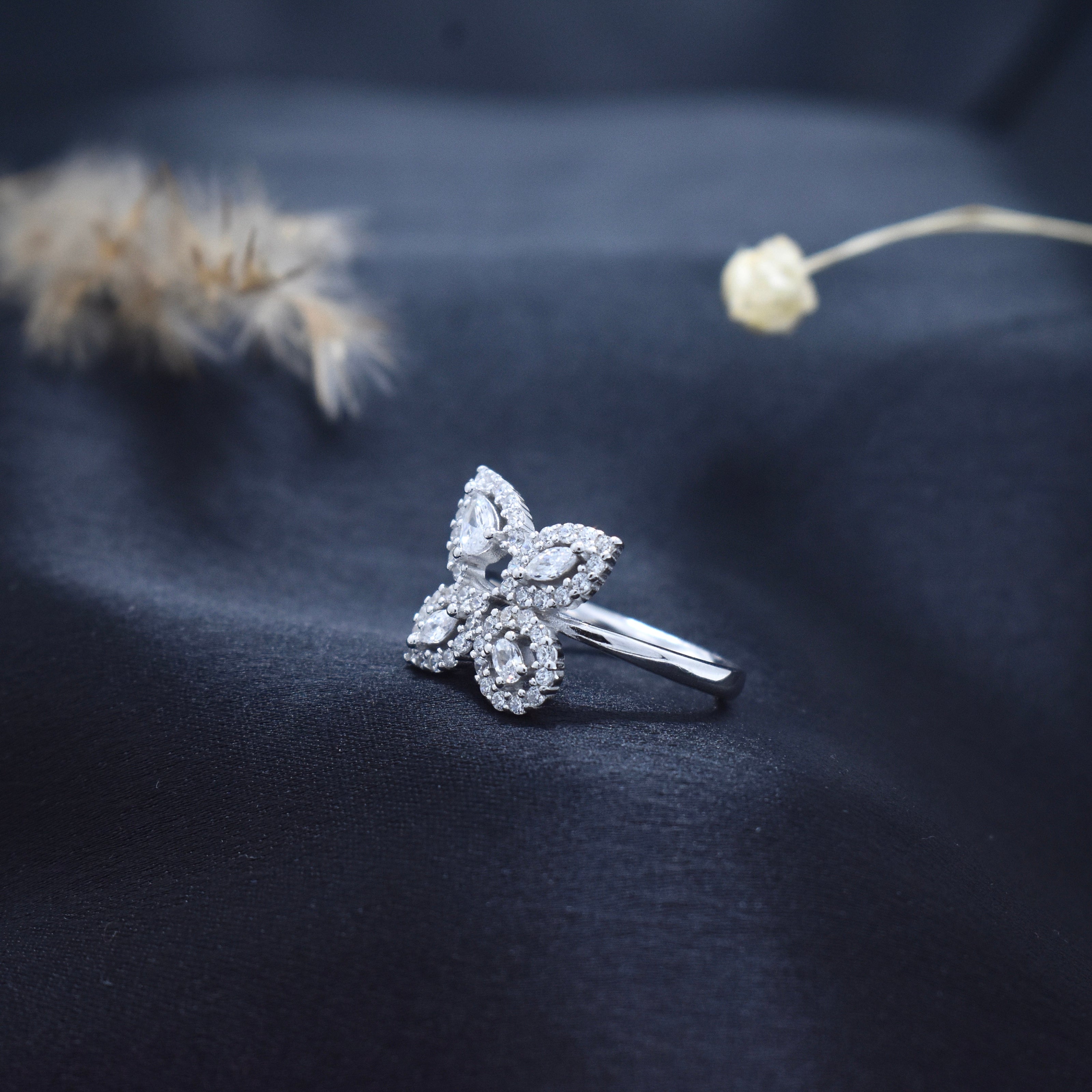 Silver Butterfly Sparkle Ring