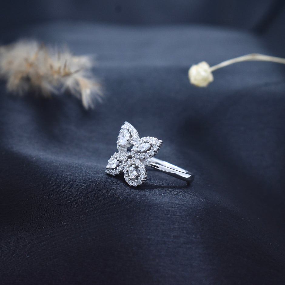 Silver Butterfly Sparkle Ring