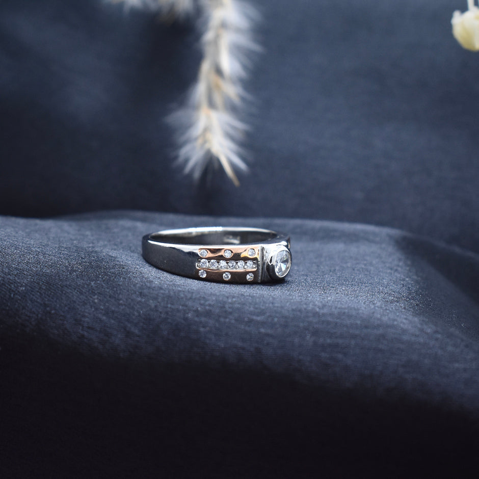 Silver Solitaire Accent Ring