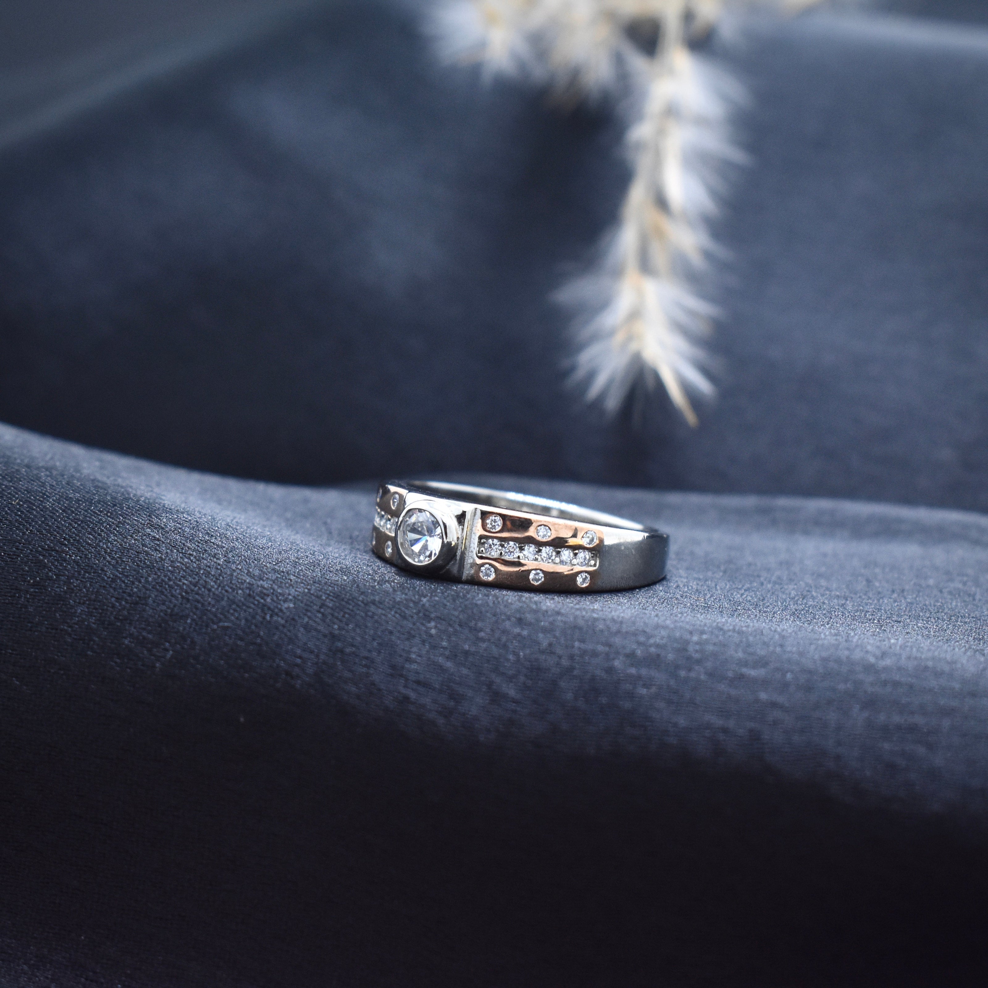 Silver Solitaire Accent Ring