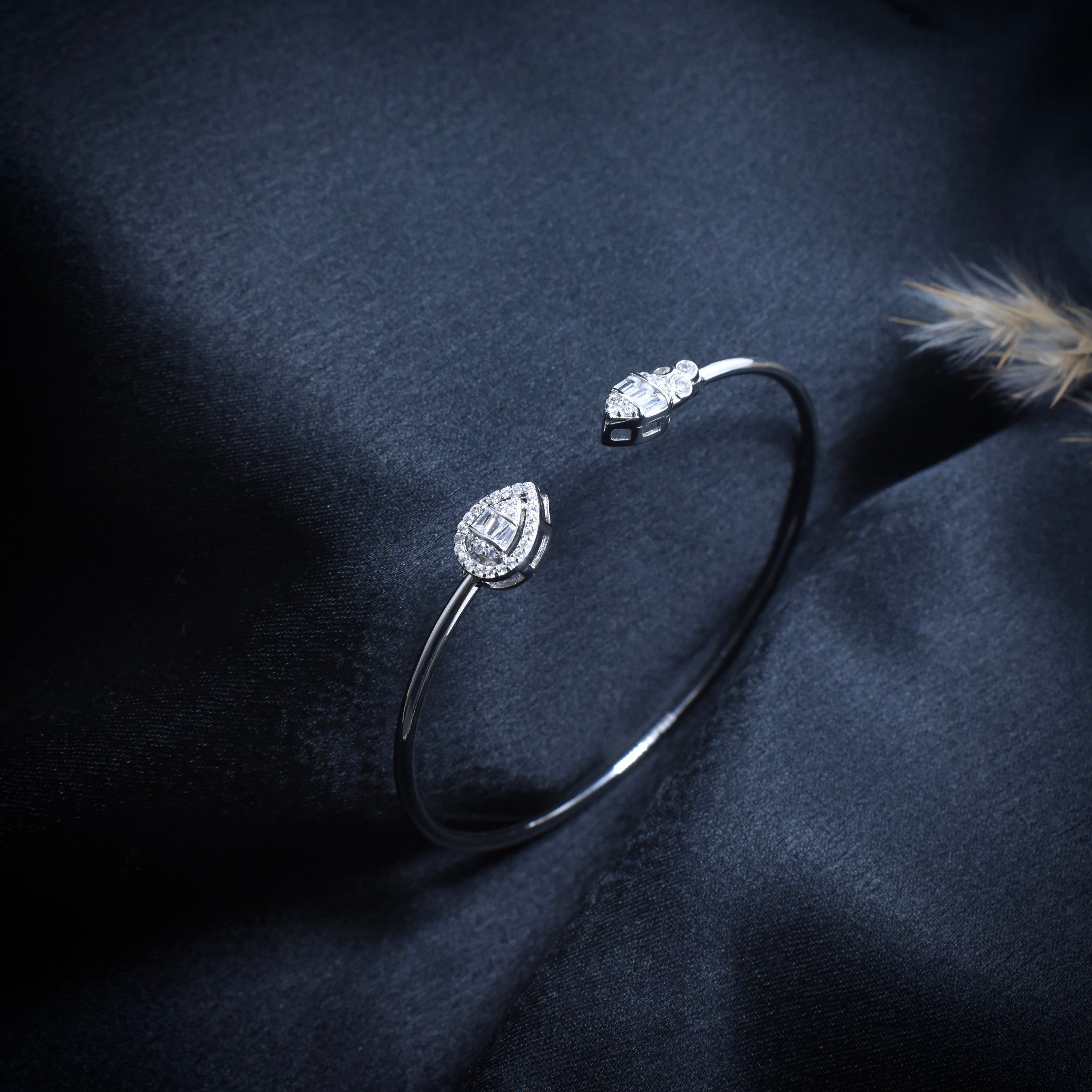 Baguette Pear Silver Bracelet