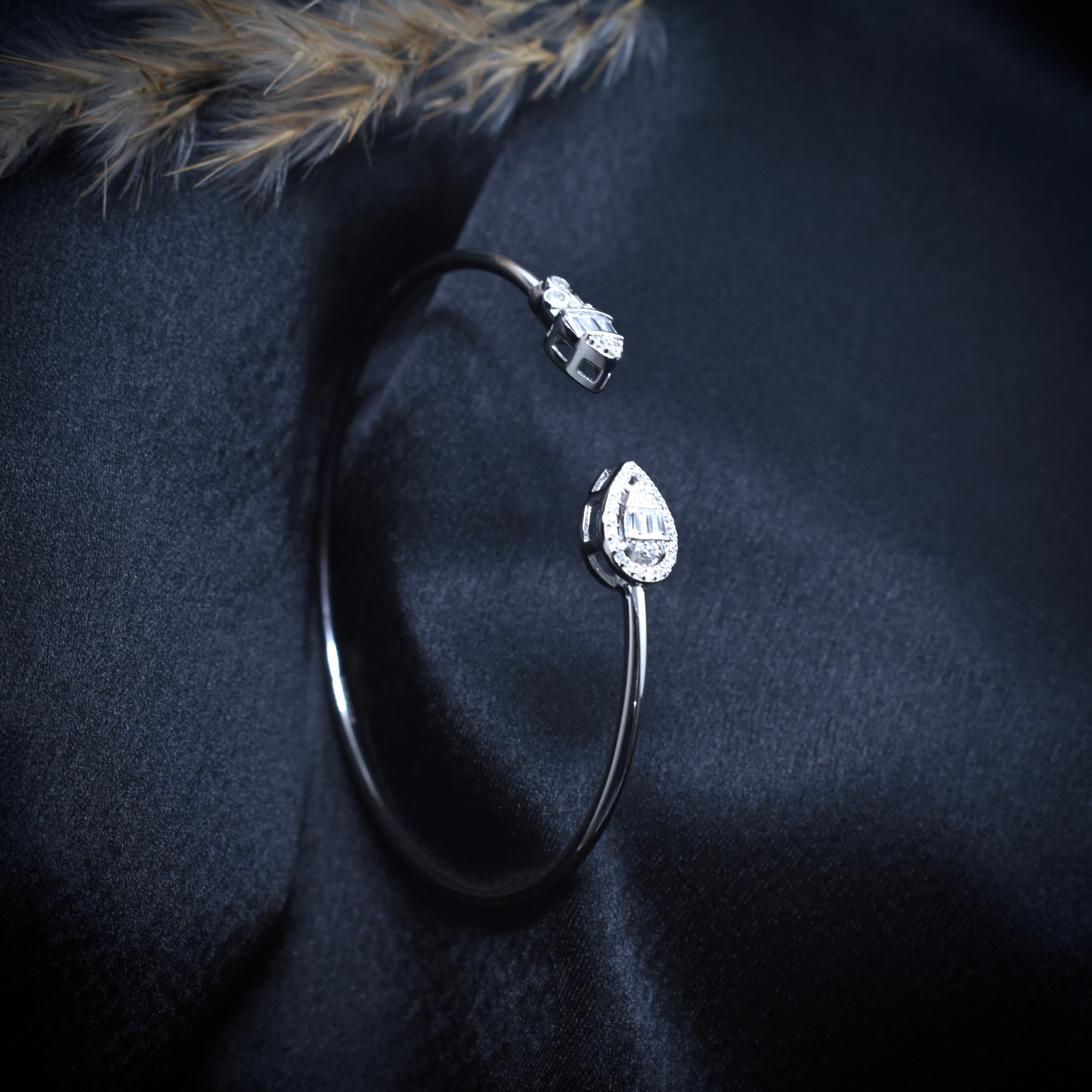 Baguette Pear Open Cuff Bracelet
