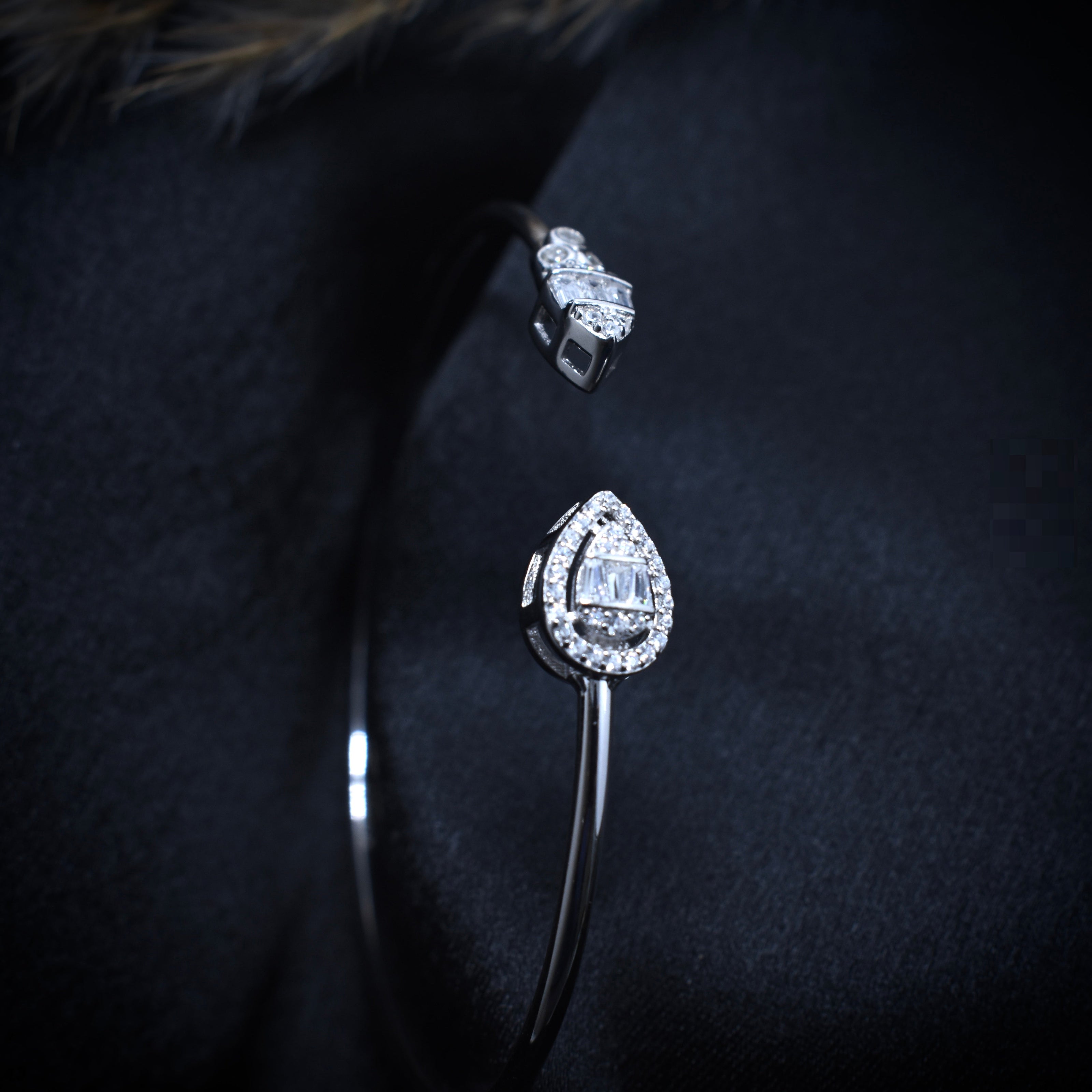 Baguette Pear Silver Bracelet