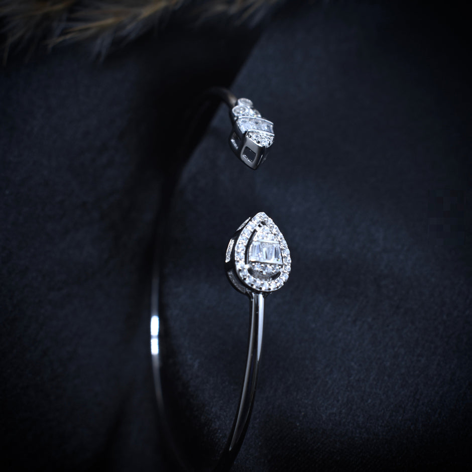 Baguette Pear Silver Bracelet