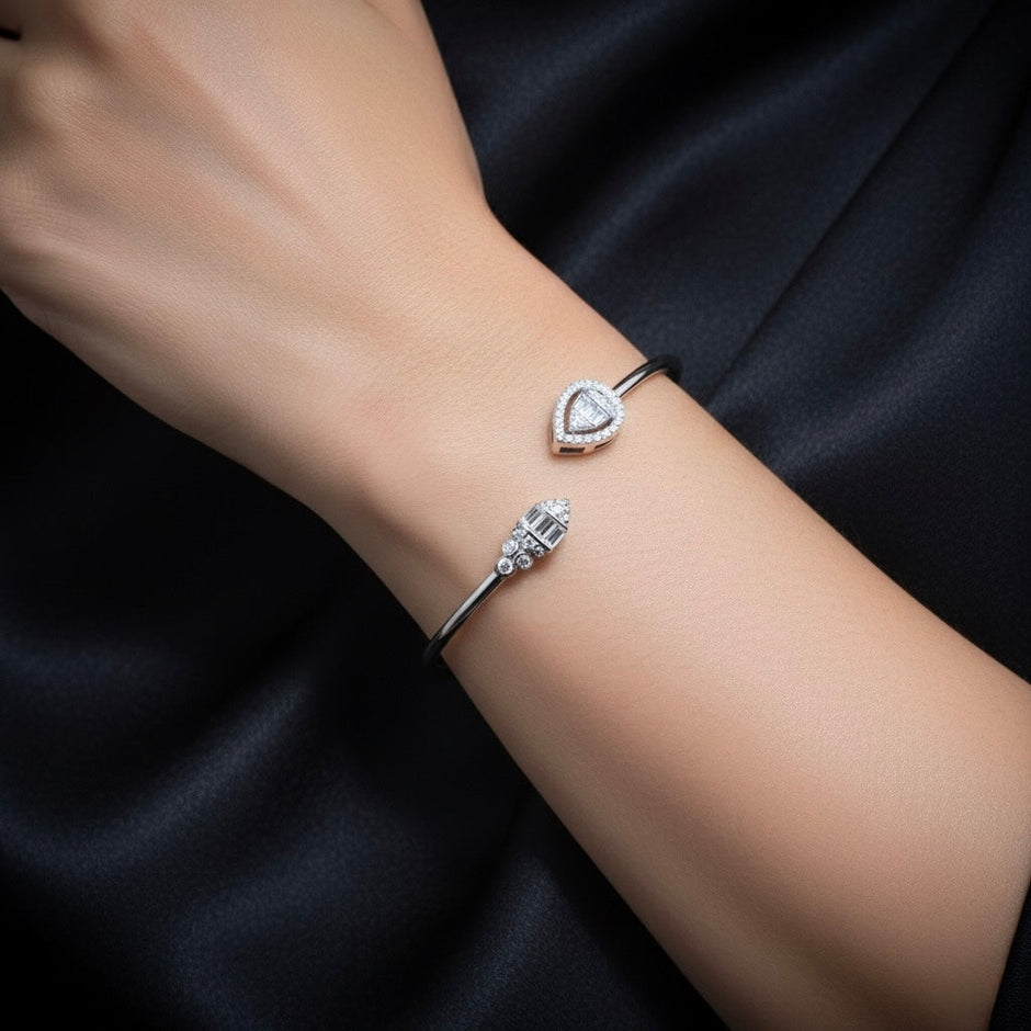 Baguette Pear Silver Bracelet