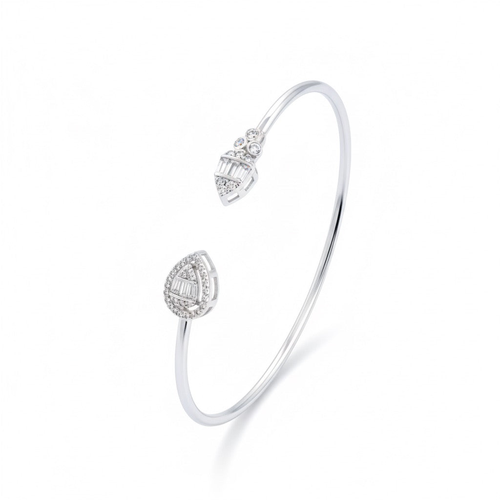 Baguette Pear Open Cuff Bracelet