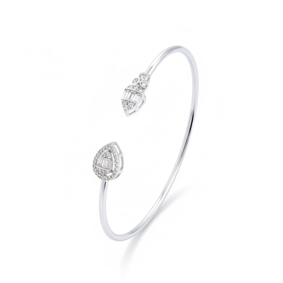 Baguette Pear Open Cuff Bracelet