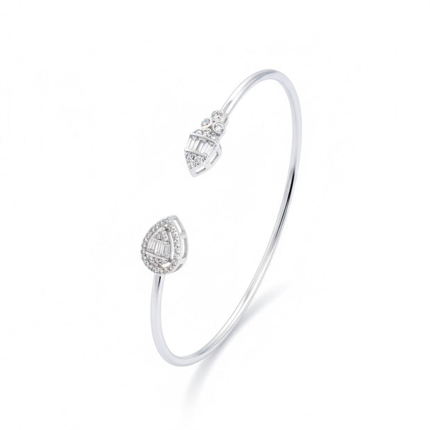 Baguette Pear Open Cuff Bracelet